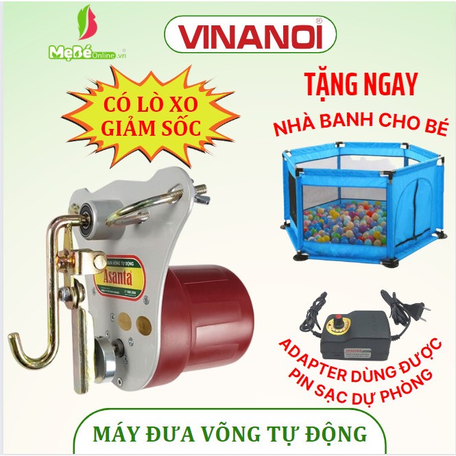 Máy Đưa Võng Tự Động Cao Cấp Vinanoi AS100 - Sức Đưa 100 Kg Cho Cả Mẹ Và Bé, Dùng Được Khi Cúp Điện