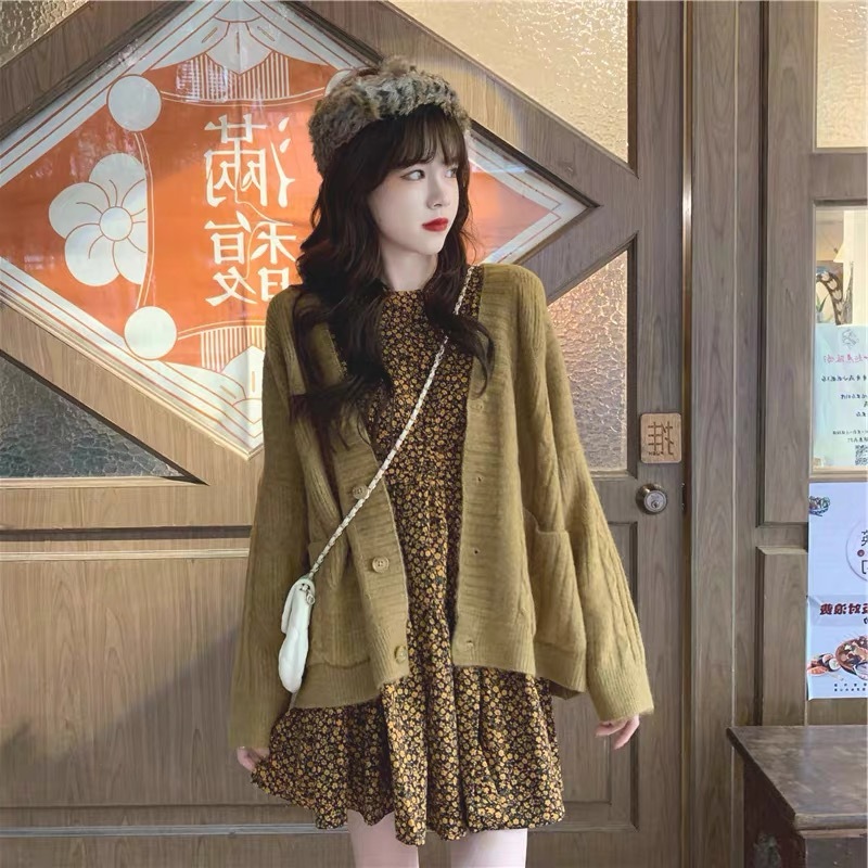 Áo khoác nữ cardigan form rộng có 2 túi freesize, cardigan len bigsize