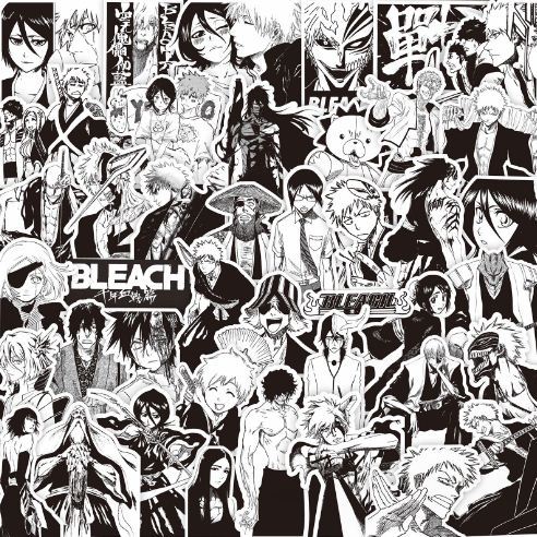 [hàng sẵn] Set 75 stickers Bleach | Miếng hình dán trang trí trắng đen manga Nhật Bản / không trùng,