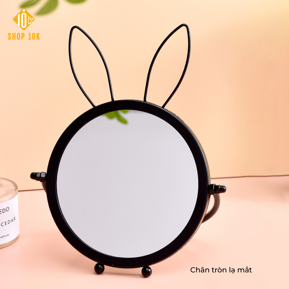 Gương tròn kim loại để bàn trang điểm phong cách châu âu đơn giản, dễ thương thanh lịch- SHOP10K