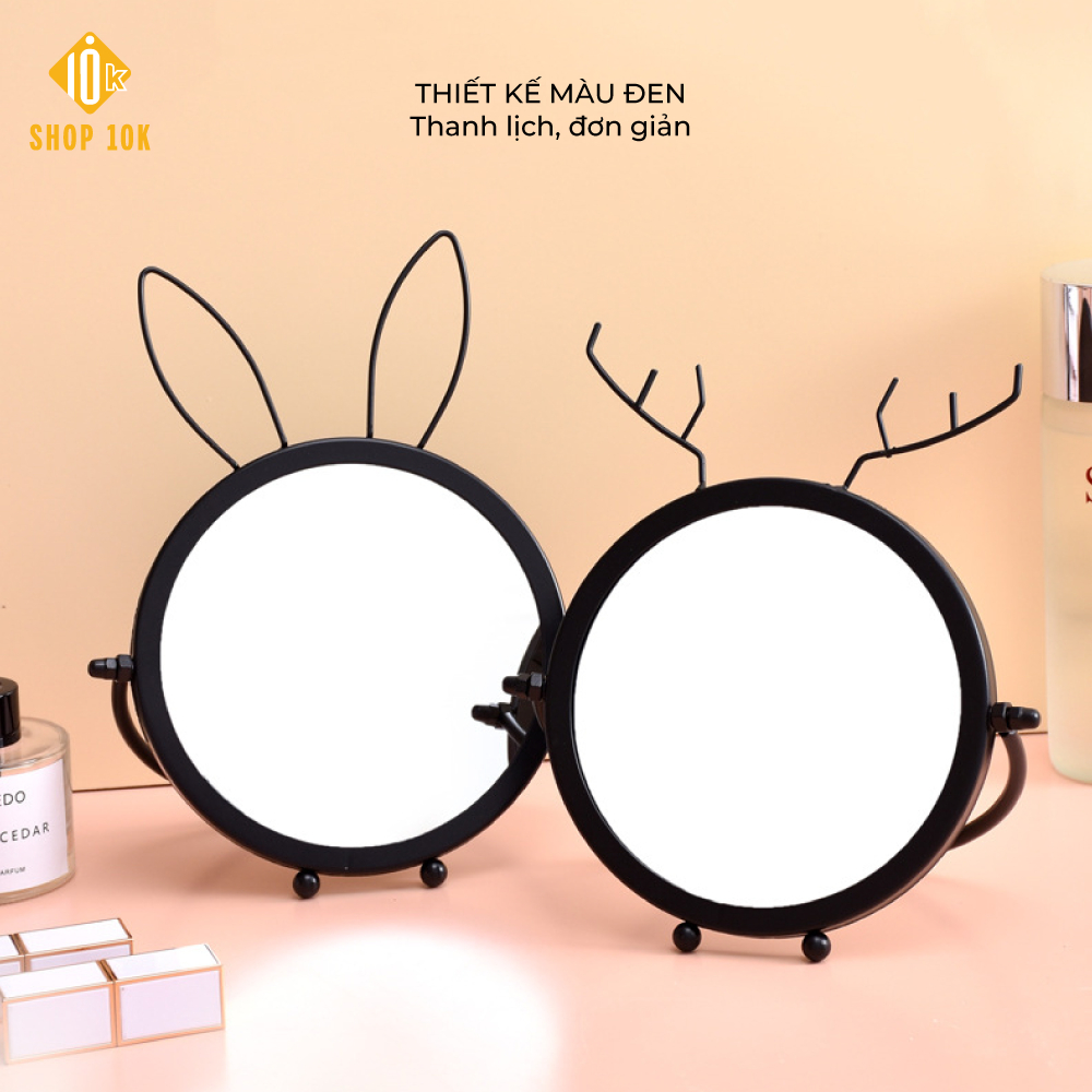Gương tròn kim loại để bàn trang điểm phong cách châu âu đơn giản, dễ thương thanh lịch- SHOP10K