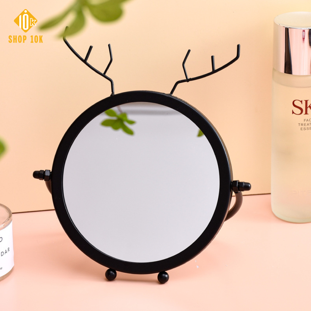 Gương tròn kim loại để bàn trang điểm phong cách châu âu đơn giản, dễ thương thanh lịch- SHOP10K