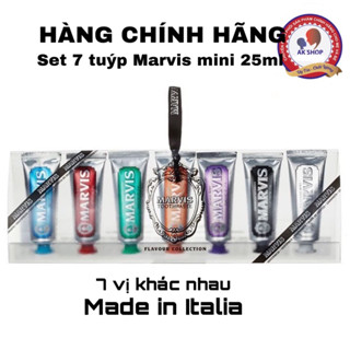   Mã COSBAUH3 giảm 8% đơn 300K   Chính hãng  Set 7 tuýp kem đánh răng Marvis mini 25ml Made in Italia 