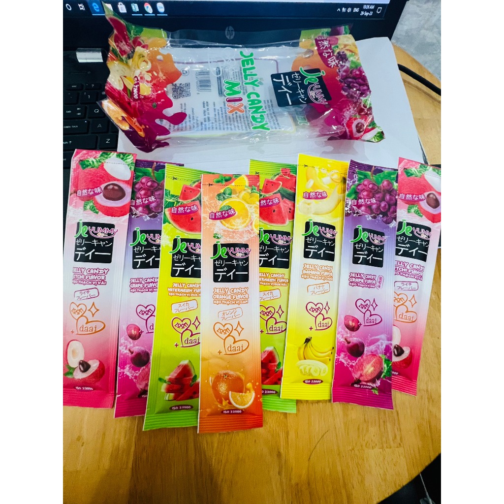 Combo 3 gói thạch trái cây thanh dài jelly 330gr