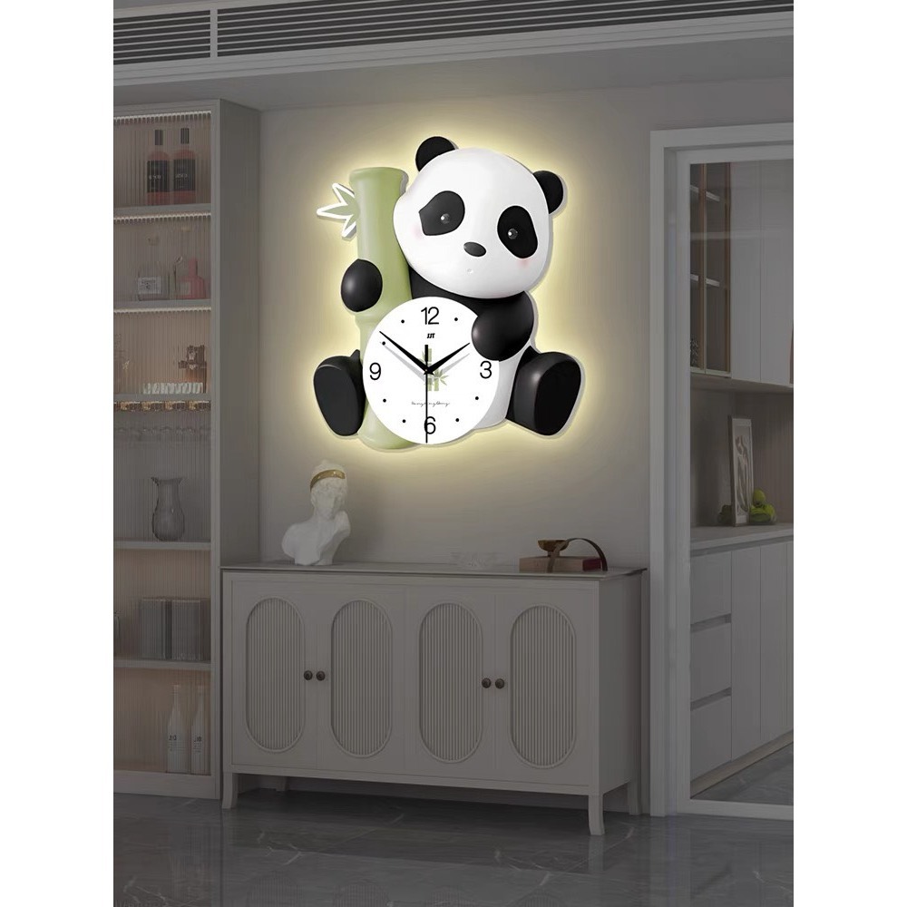 Đồng Hồ Gấu Trúc Tráng Gương Treo Phòng Khách /Phòng Ngủ/Decor cao cấp hiện đại