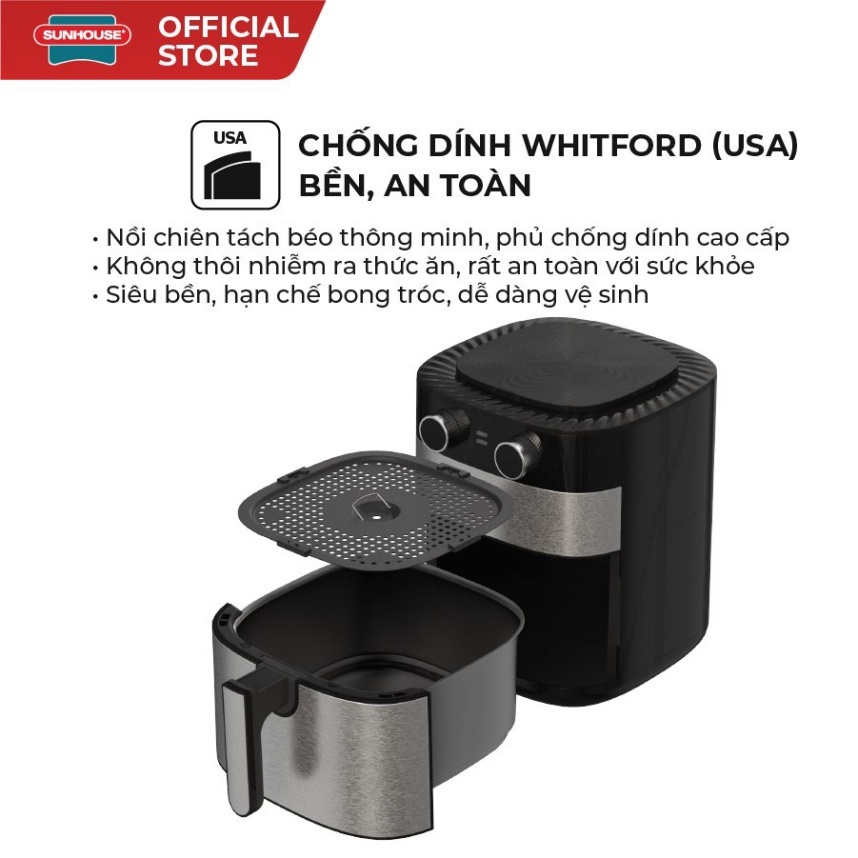 Nồi Chiên Không Dầu 6l SUNHOUSE SHD4062 - Bảo Hành 12 Tháng