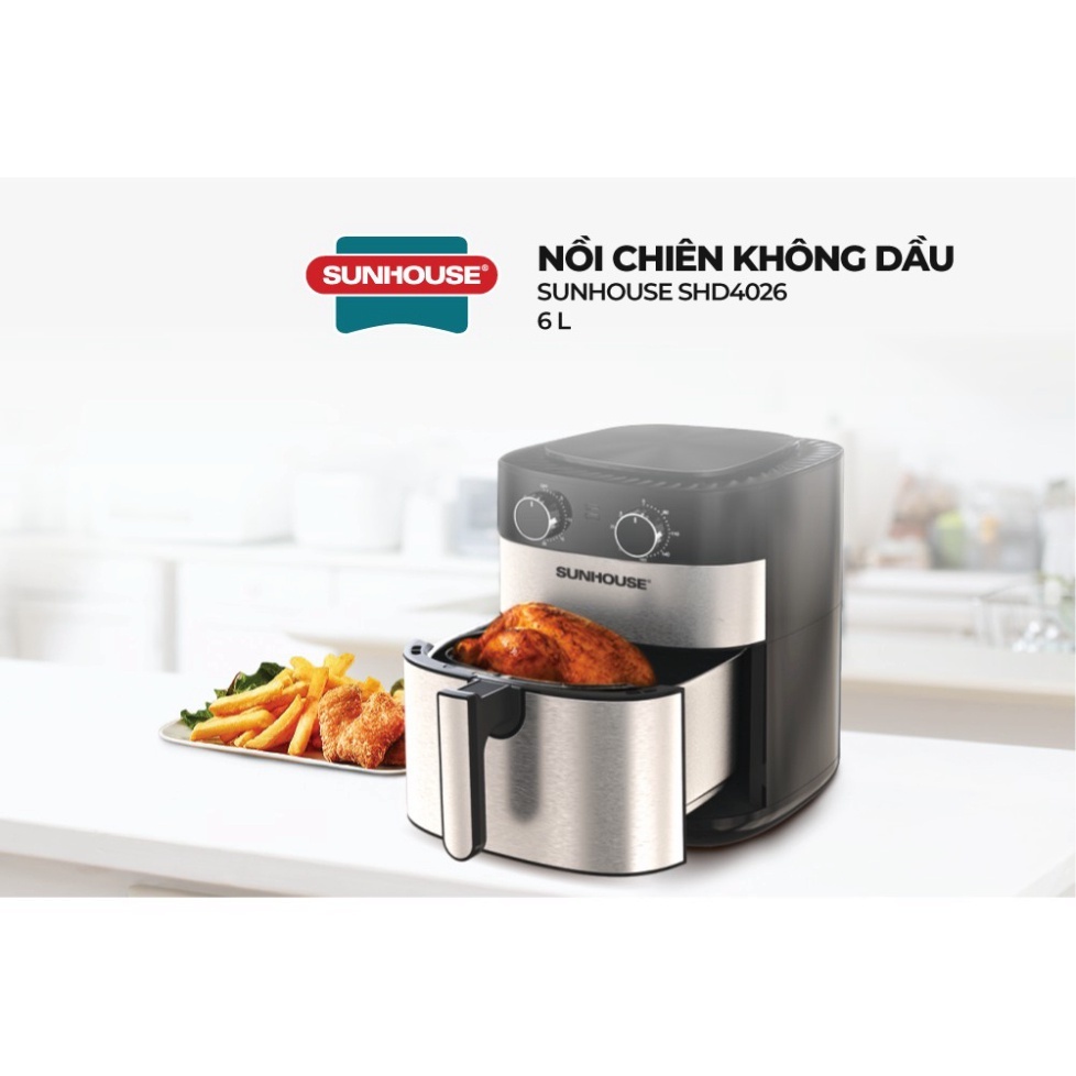 Nồi Chiên Không Dầu 6l SUNHOUSE SHD4062 - Bảo Hành 12 Tháng