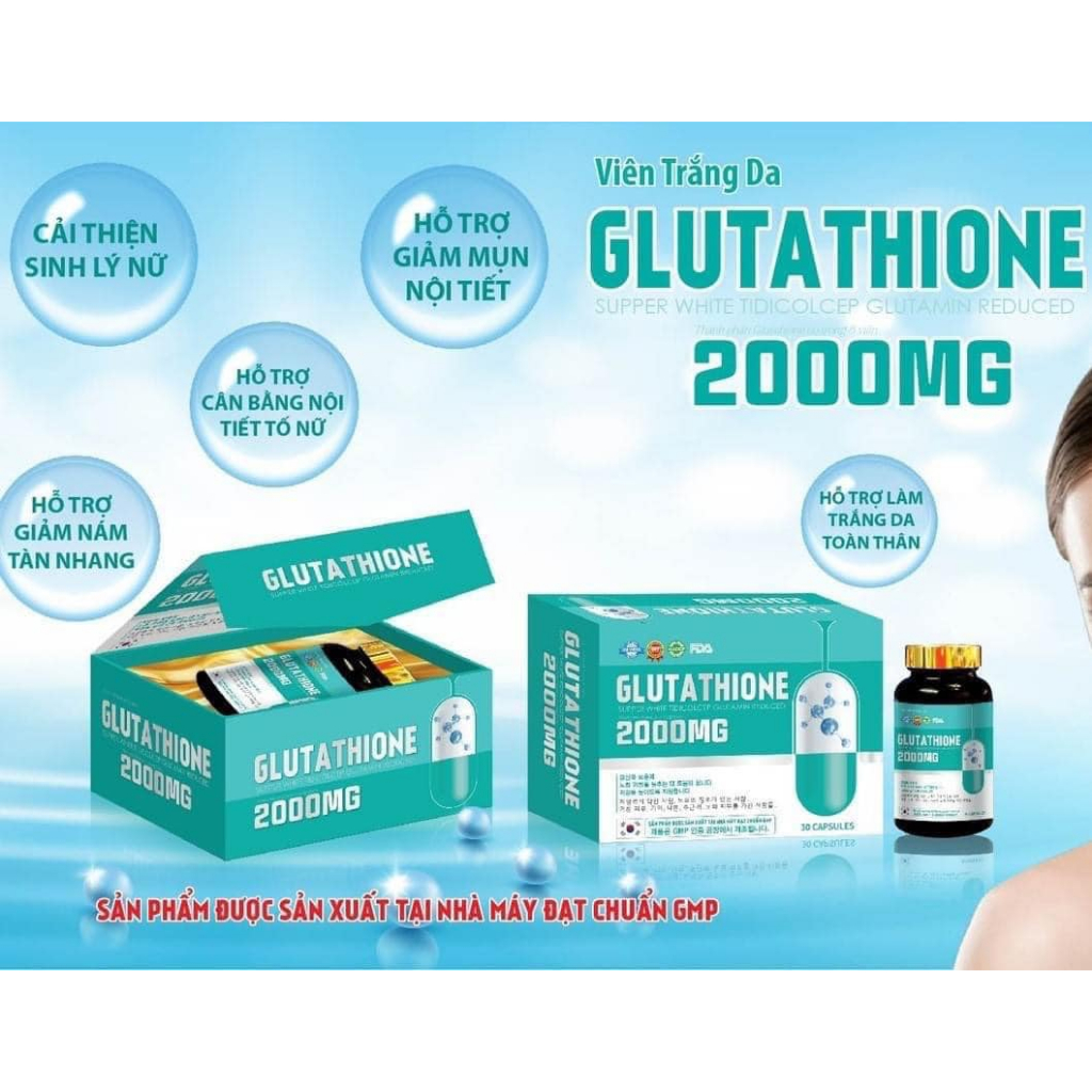 Viên Uống Trắng Da Glutathione Collagen 2000mg Hộp 30 Viên