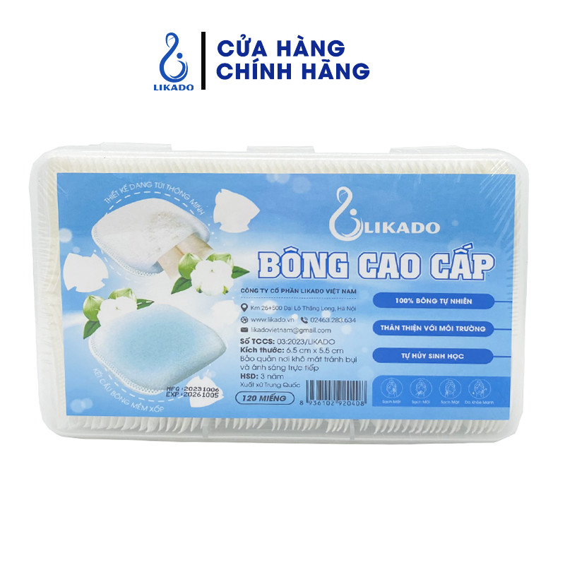 Bông tẩy trang Likado miếng kích thước 5.5*6.5cm