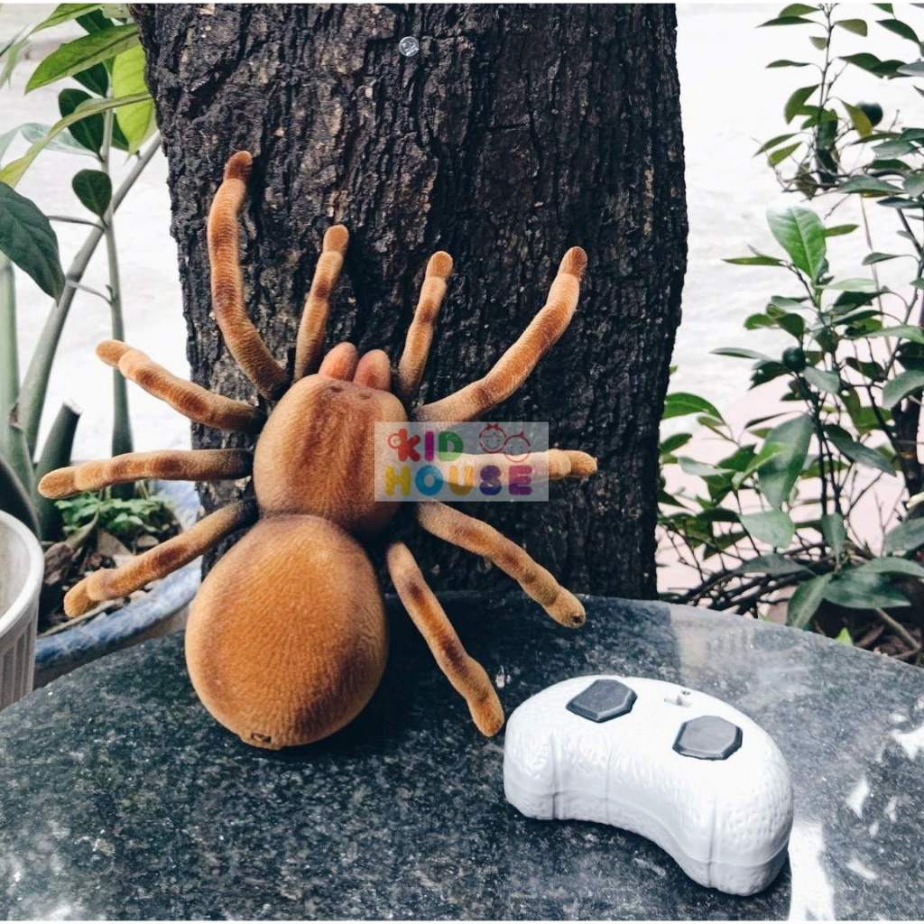 Đồ chơi mô hình nhện điều khiển từ xa nhả khói, có lông, cỡ lớn, nhện lông Tarantula điều khiển xoay 360 độ, mắt sáng