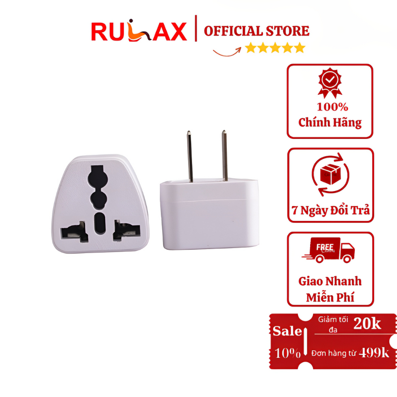 Ổ cắm chuyển đổi đầu 3 chân 2 chân nguồn 220V