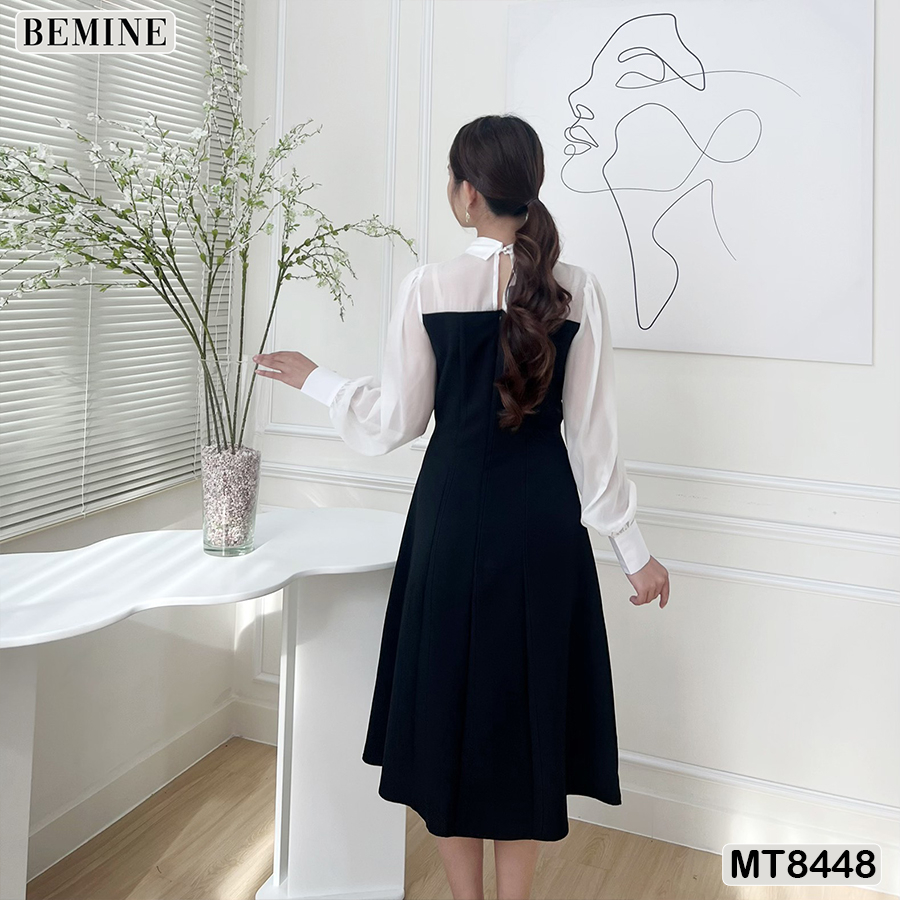 Đầm dáng dài cổ phối tay dài BEMINE MT8448