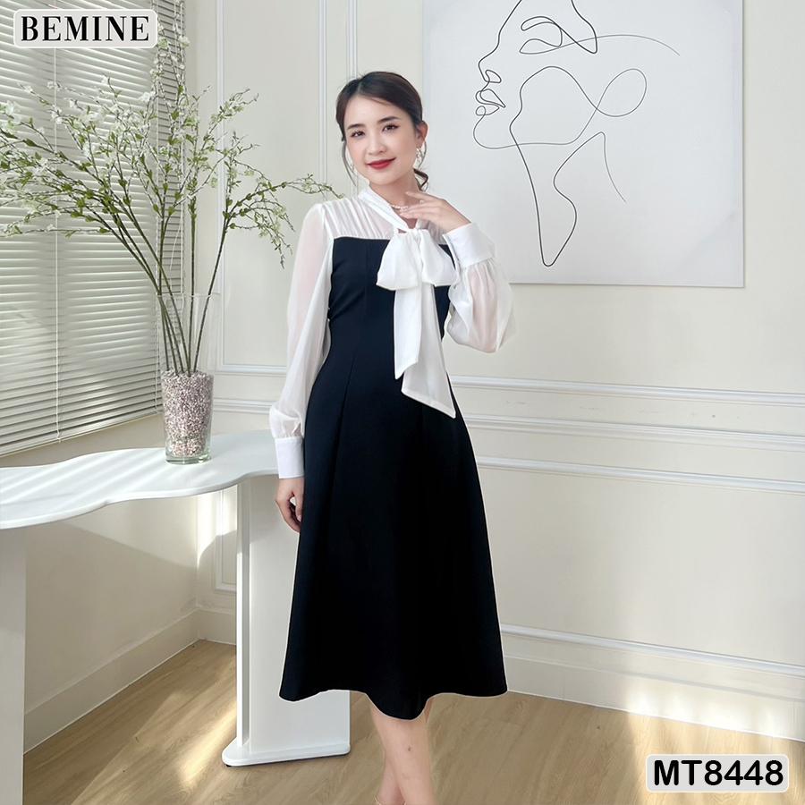 Đầm dáng dài cổ phối tay dài BEMINE MT8448