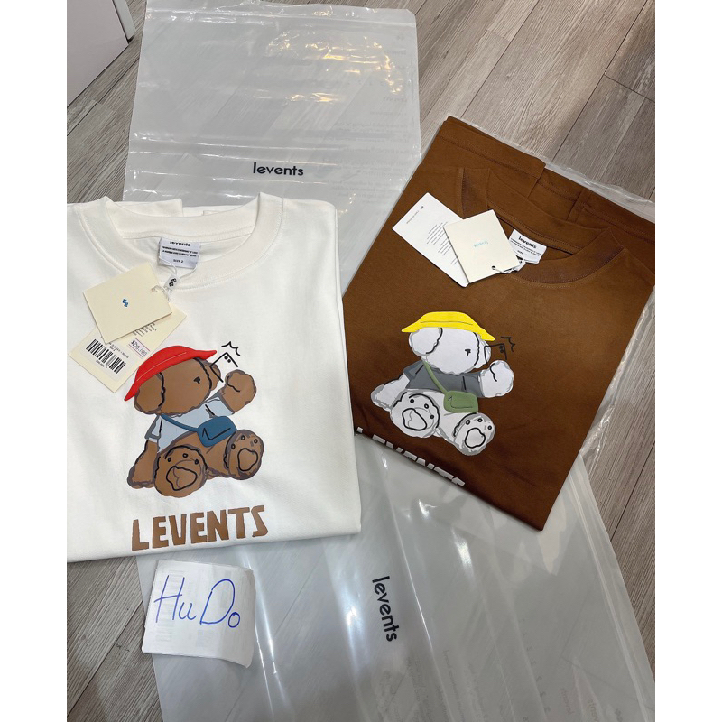 Áo thun oversized nam/ nữ LEVENTS BICHON TOUR white/brown full tag bọc
