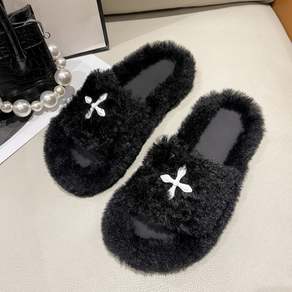 KHO BUỒN- Dép Lông Chữ Thập Kiểu Dáng Nhẹ Nhàng, Dép Bông Xù Đế Cao 4cm siu xinh