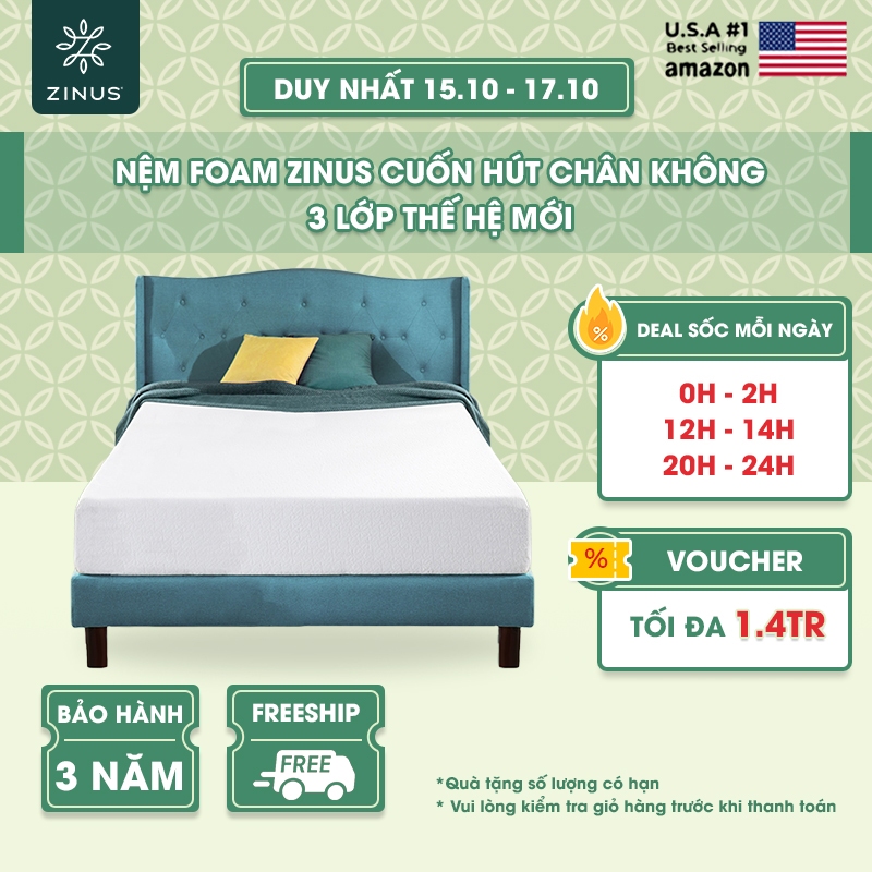 Nệm Foam Cao Cấp Dày 20cm Zinus - 8in Memory Foam Mattress