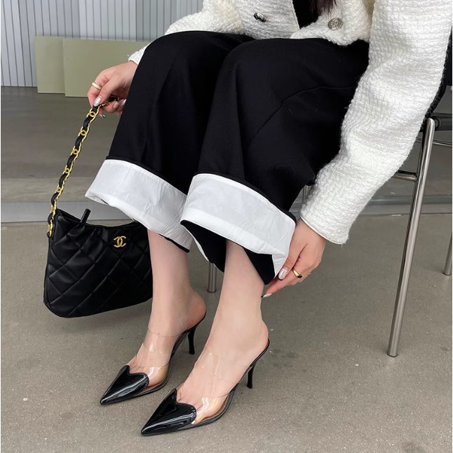 Guốc cao gót quai mảnh chéo cho nữ thời trang mùa hè 2023 phong cách hàn quốc