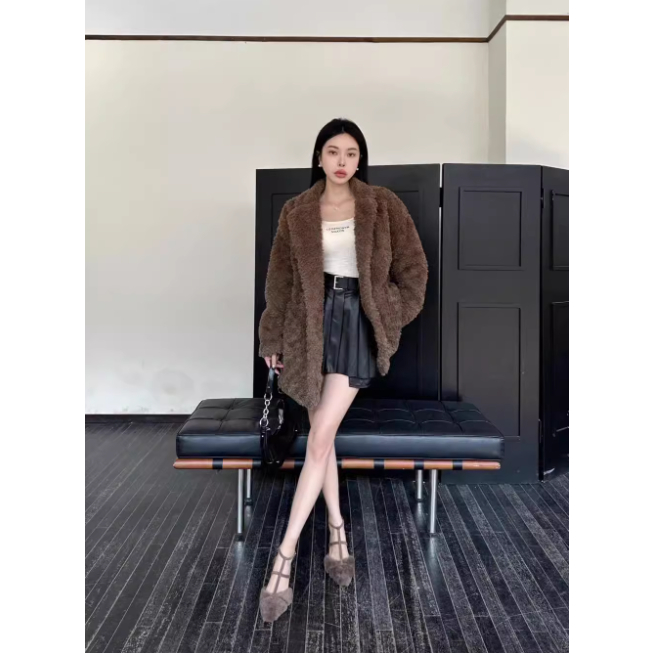 Gìay cao gót bít mũi quai lông xù mềm mại cho nữ quai mảnh thu đông sexy 2023