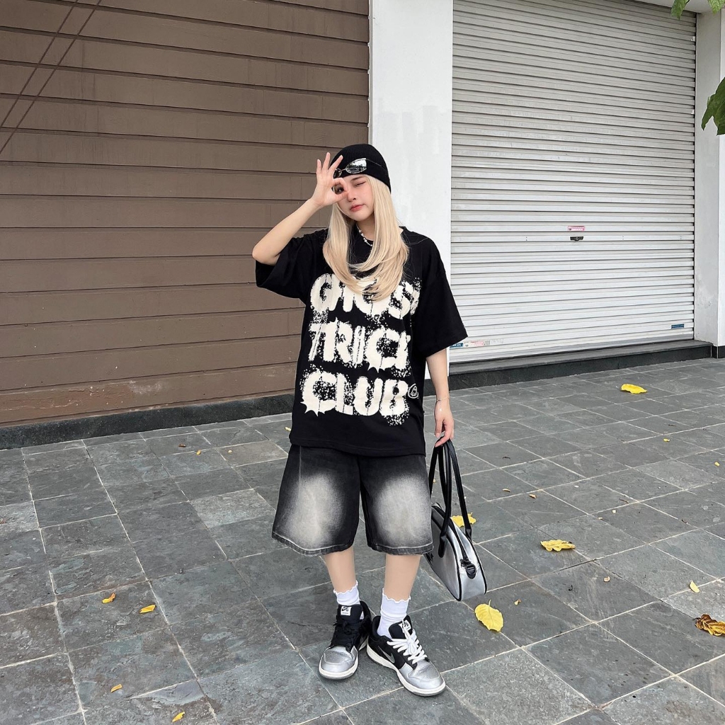 Áo thun nữ unisex tay lỡ VLXX form dáng rộng ghost break