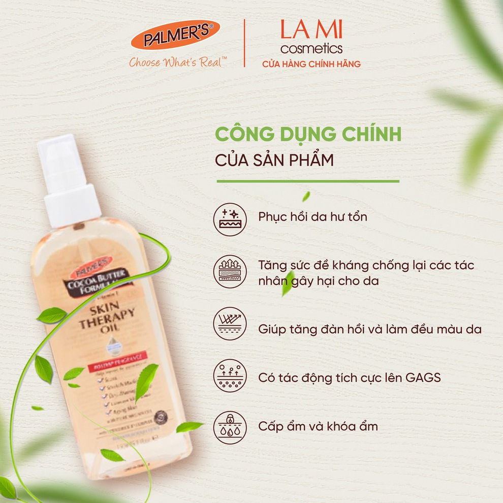 Dầu massage toàn thân và phục hồi da hư tổn Palmer's 150ml