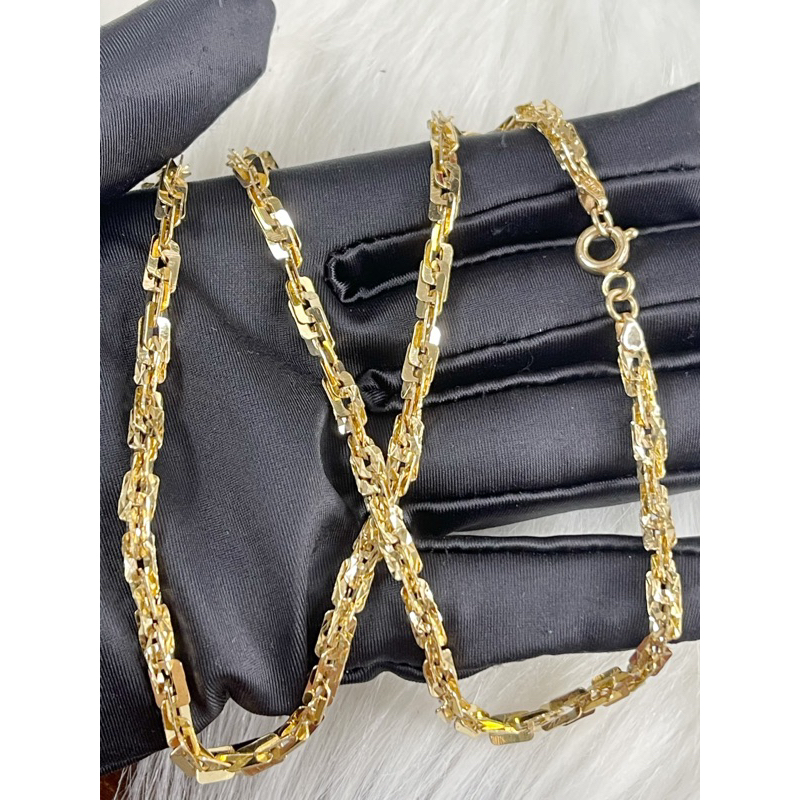 Dây chuyền đồng xoắn lá vuông nano khoá tròn có ký hiệu