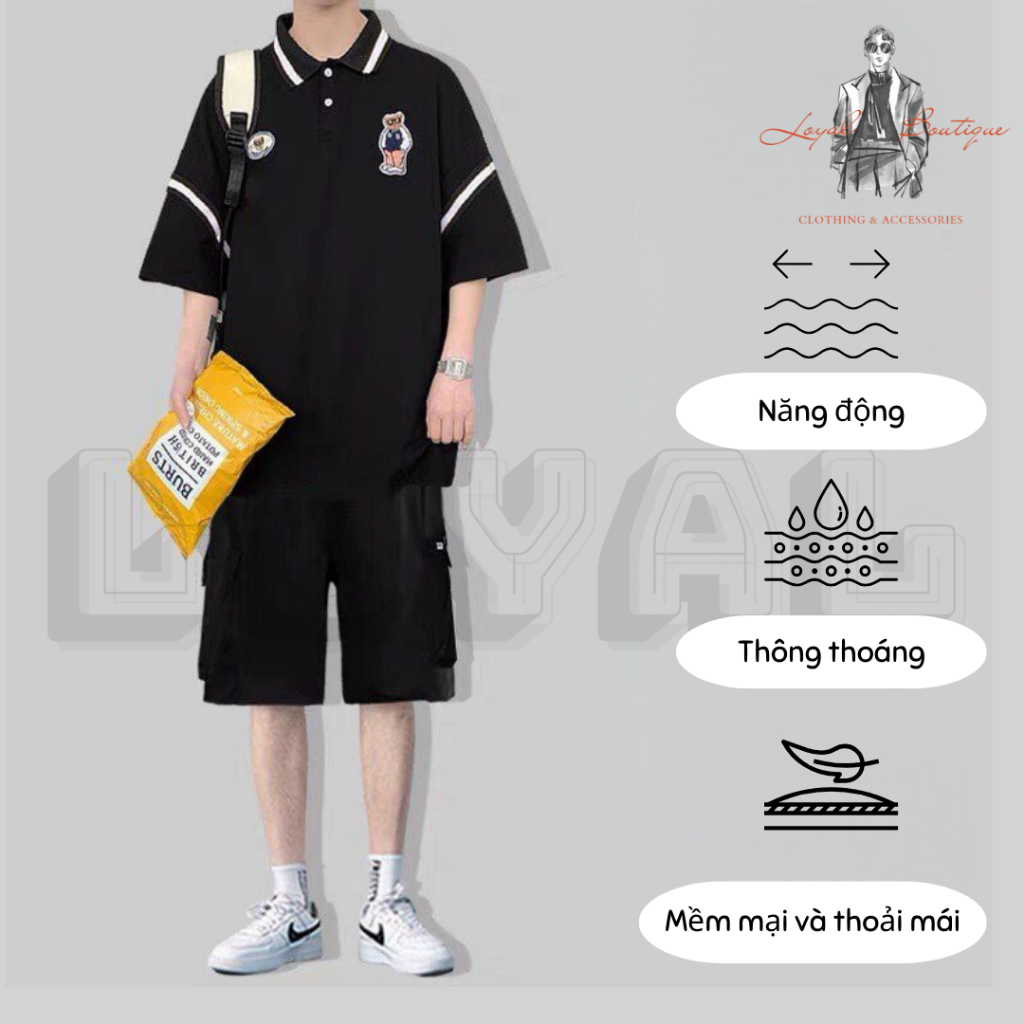 Áo phông polo nam, áo thun nam trơn có cổ phối sọc viền chất vải Cotton Cá Sấu dày dặn lên dáng cực chuẩn
