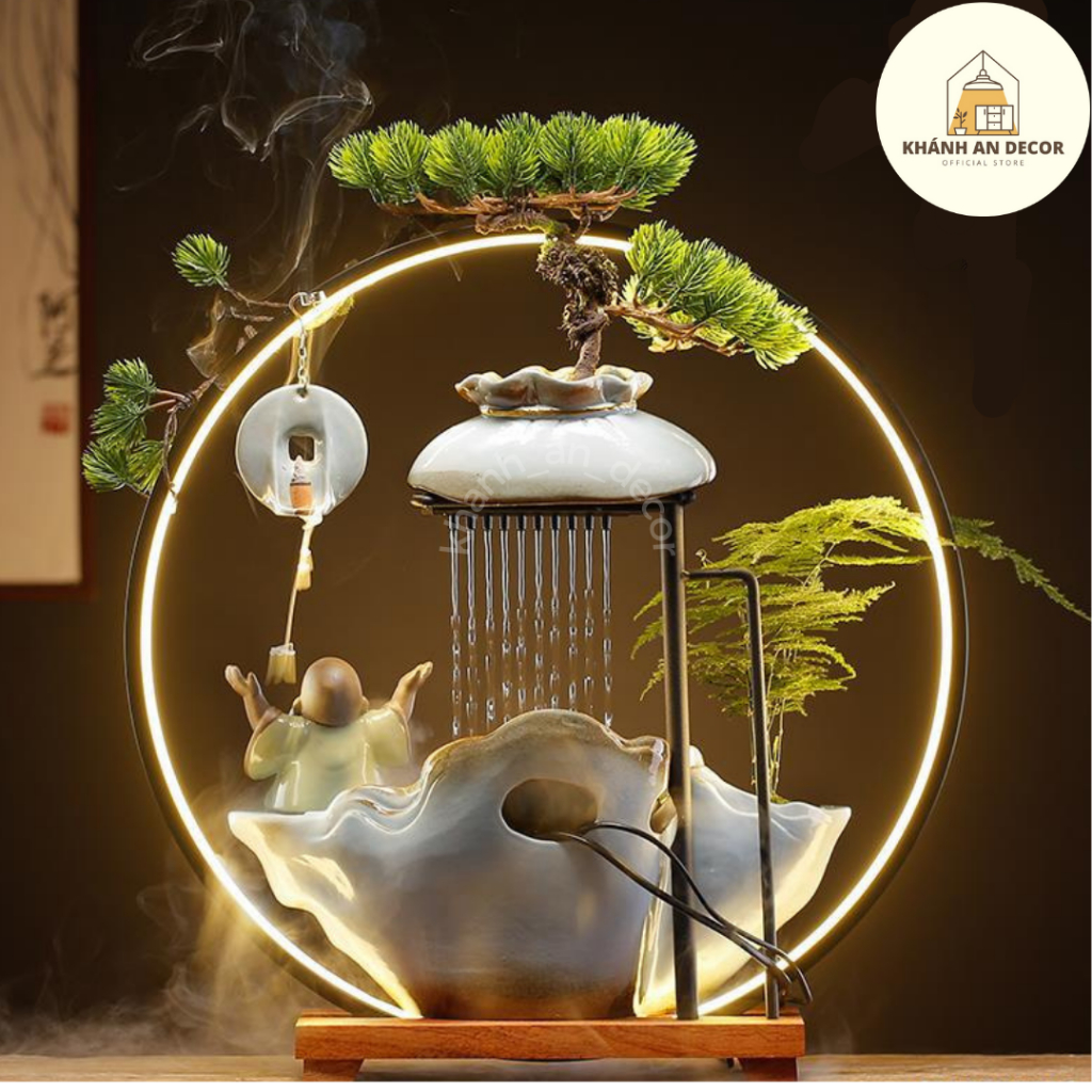 Thác nước DI LẶC đồng xu hoan hỉ mang lại Tài Lộc may mắn cho gia chủ size 50x13x52cm KHÁNH AN DECOR