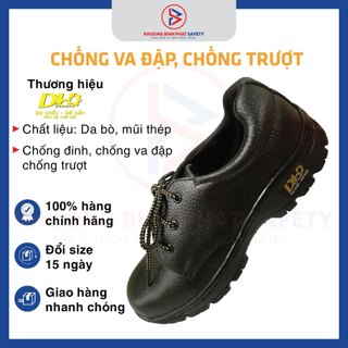 Giày bảo hộ lao động nam DH giày bảo hộ thấp cổ da bò, chống va đập dùng cho công trình nhà xưởng - chính hãng