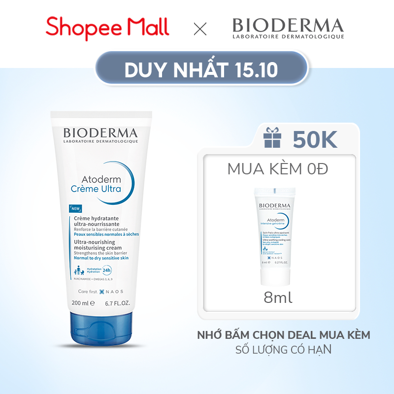 Kem dưỡng ẩm dành cho da thường và da khô Bioderma Atoderm Crème Ultra 200ml