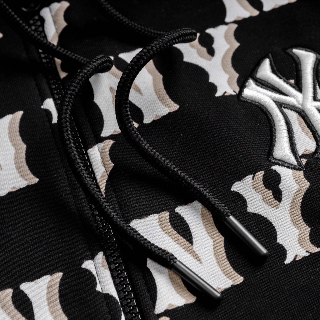 Áo khoác hoodie zip nỉ MLB NY, áo hoodie dây kéo zip form rộng unisex nam nữ- JUSTINSHOP