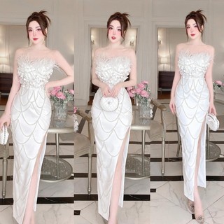 Đầm body cup hoa ngực dang chuỗi