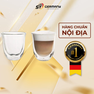 Set 2 cốc thủy tinh delonghi cappuccino nội địa đức 270 ml, bộ 2 cốc uống cà phê, trà thư giãn germanysnt 290151