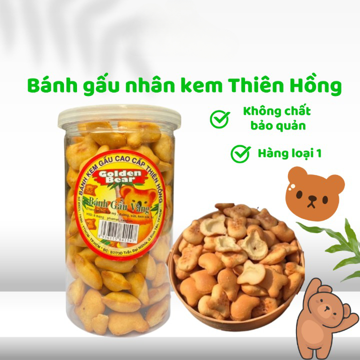 Bánh Gấu Nhân Kem Food Store Hộp 500gram, Bánh Gấu Nhân Kem Thơm Ngon Gòn Tan Béo Ngậy