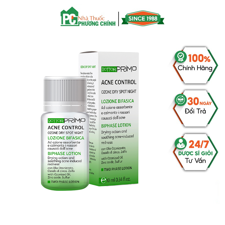 Kem Ngừa Mụn Ban Đêm Dottorprimo Acne Control Ozone Dry Spot Night (Chai 10ml)