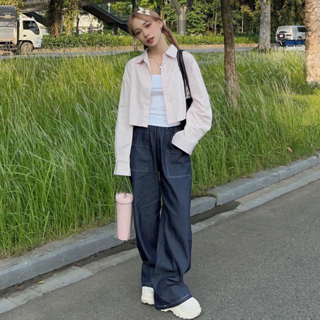 Áo sơmi Cotton, nhiều màu, 2 dáng: Sơmi croptop và Sơmi dài