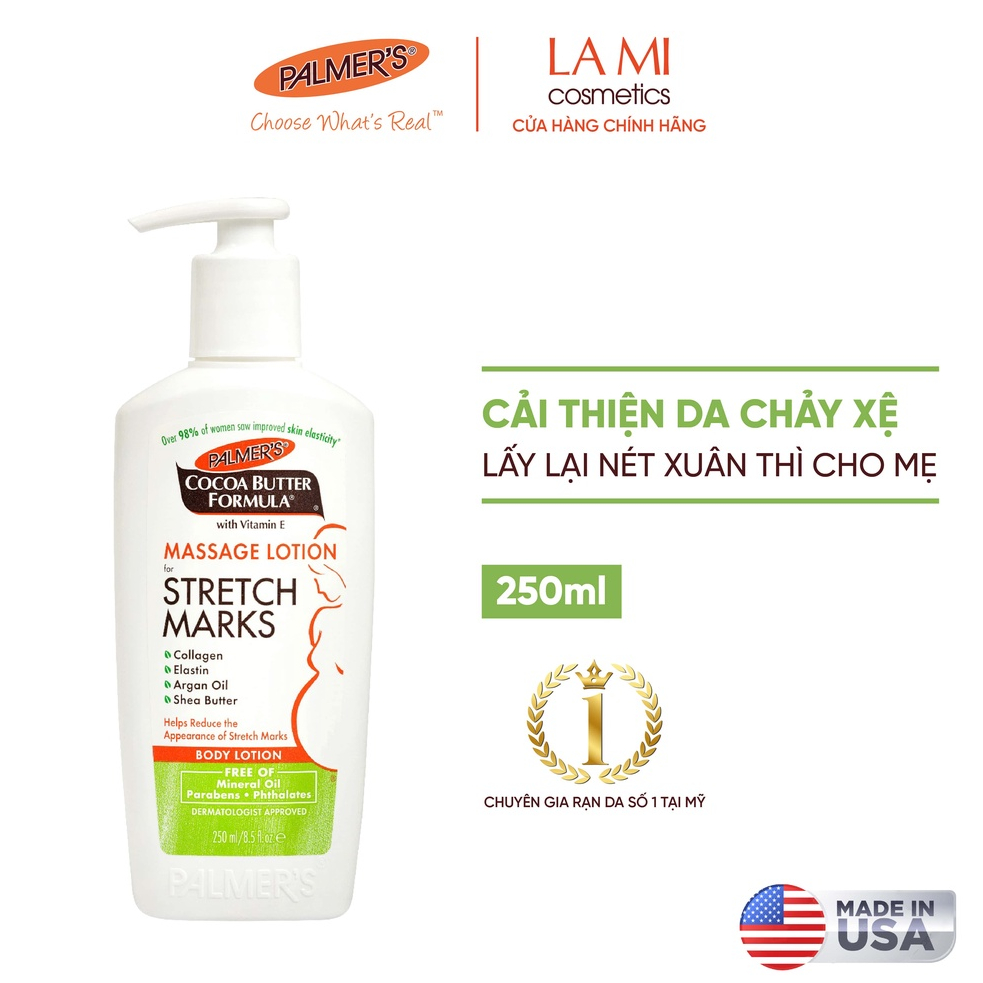 COMBO Ngăn ngừa rạn cho mẹ bầu ĐẦU và GIỮA thai kỳ Palmer's (Kem rạn 125g và Lotion rạn 250ml)