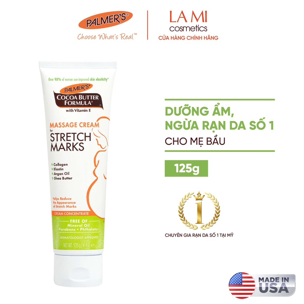 COMBO Ngăn ngừa rạn cho mẹ bầu ĐẦU và GIỮA thai kỳ Palmer's (Kem rạn 125g và Lotion rạn 250ml)