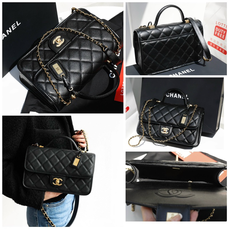 Túi xách Tốp  da hạt siêu xinhtag vàng size 24cm fullbox nam châm nguyên seal 1 mầu đen caviar Form & chất chuẩn đẹp