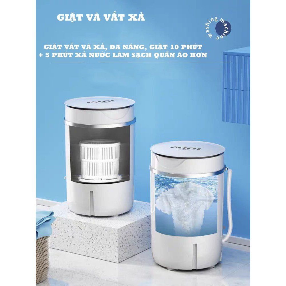 Máy Giặt MiNi 5kg, giặt quần áo, vắt khô, khử khuẩn bằng tia UV - Bảo Hành 12 Tháng