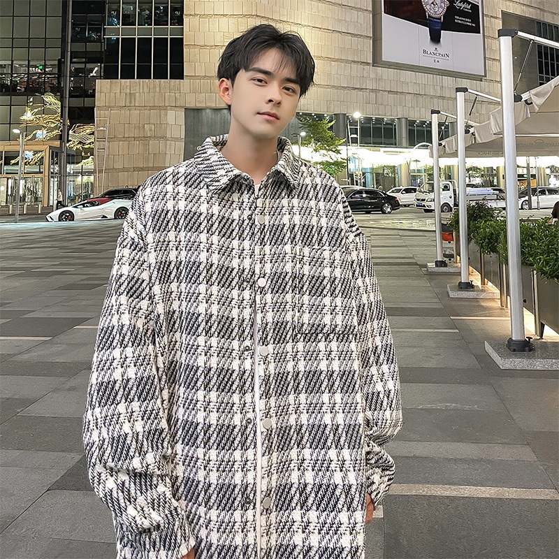 Áo Khoác Dạ Nam Mùa Thu Đông Kiểu Tweed Dày Dặn Phong Cách Thời Trang