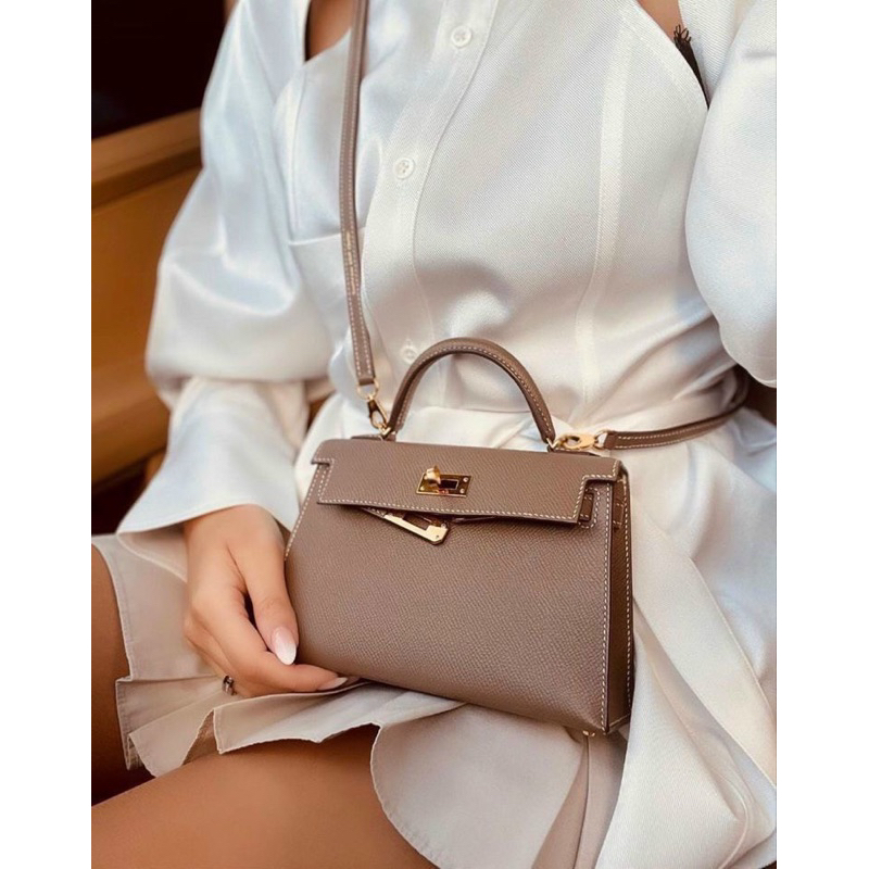 Túi Hơi mệt Kell  🤎 Hàng SP da thật box 2 lớp - kèm pk  • 20cm - 4 mầu