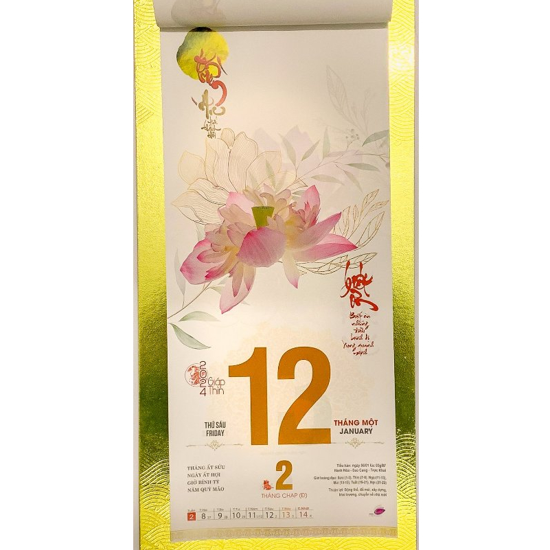 LỊCH TẾT 2024 LỊCH BLOC Kc 48 x 20 SIÊU ĐẠI SIÊU ĐẸP SIÊU SANG - AN TRÚ THẢNH THƠI LỊCH 2024