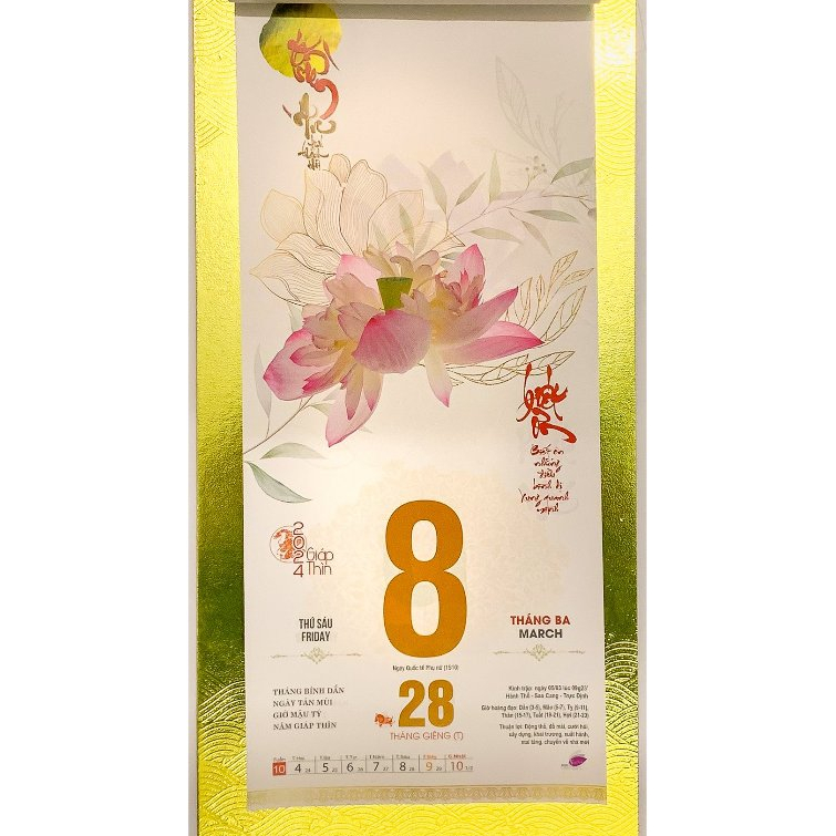 LỊCH TẾT 2024 LỊCH BLOC Kc 48 x 20 SIÊU ĐẠI SIÊU ĐẸP SIÊU SANG - AN TRÚ THẢNH THƠI LỊCH 2024