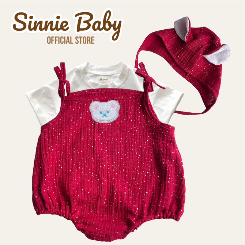 Bộ đồ Giáng Sinh lấp lánh cho bé Sinnie, bodysuit daung yếm mũ tai gấu Noel - BST Giáng Sinh 2023