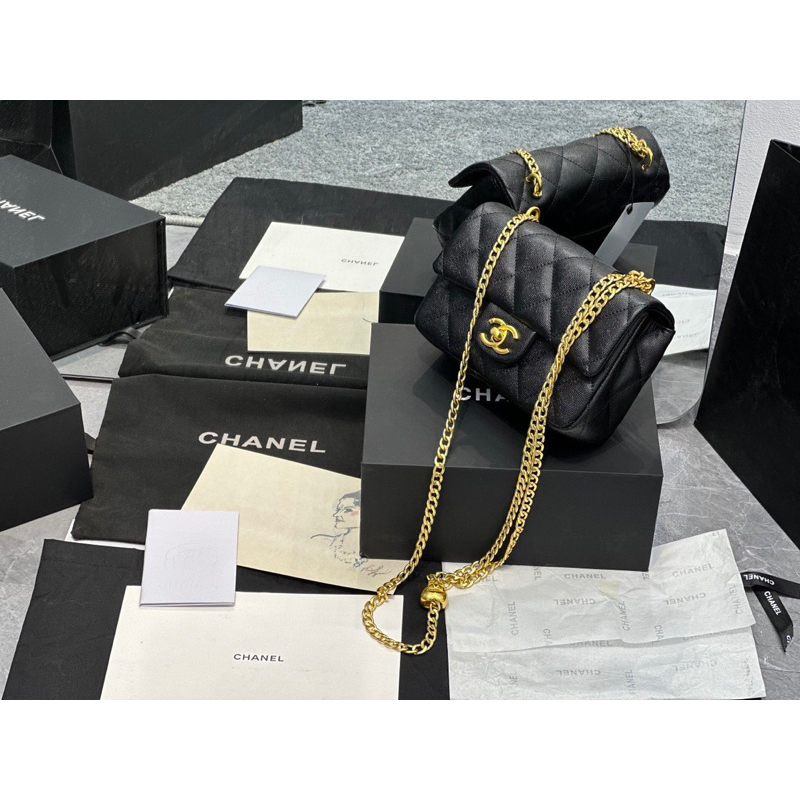 Túi đeo Xleo da hạt Phơ láp Chất da hạt caviar code chip Fullbox vip nam châm Size 19 CM w166-19