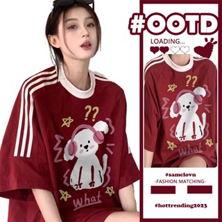 Áo thun form rộng tay lỡ nam nữ SAM CLO phông freesize dáng Unisex tay phối sọc in hình CHÚ CHÓ HEADPHONE chữ WHAT