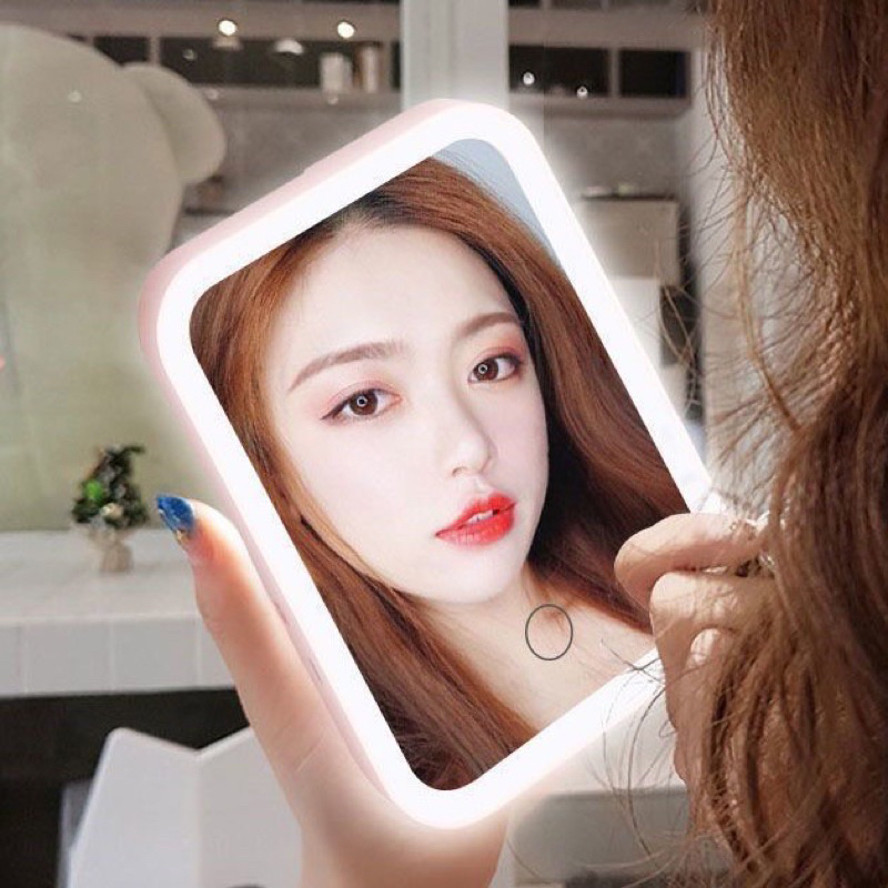 Gương Để Bàn Trang Điểm - Gương Trang Điểm Có Đèn Led - Gương vuông Cảm Ứng 3 Chế Độ Ánh Sáng