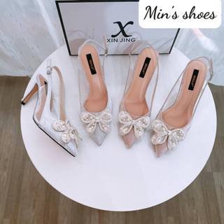 Min's shoes - giày cao gót nơ đá da nhũ cao cấp k65