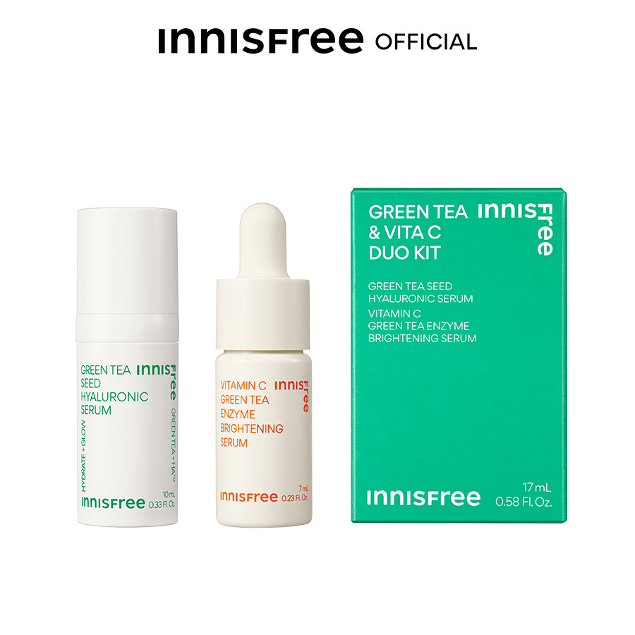 Bộ Duo Kit serum cấp ẩm - dưỡng sáng da Tinh chất INNISFREE GreenTea Seed Hyaluronic và Vitamin C Green Tea Enzyme