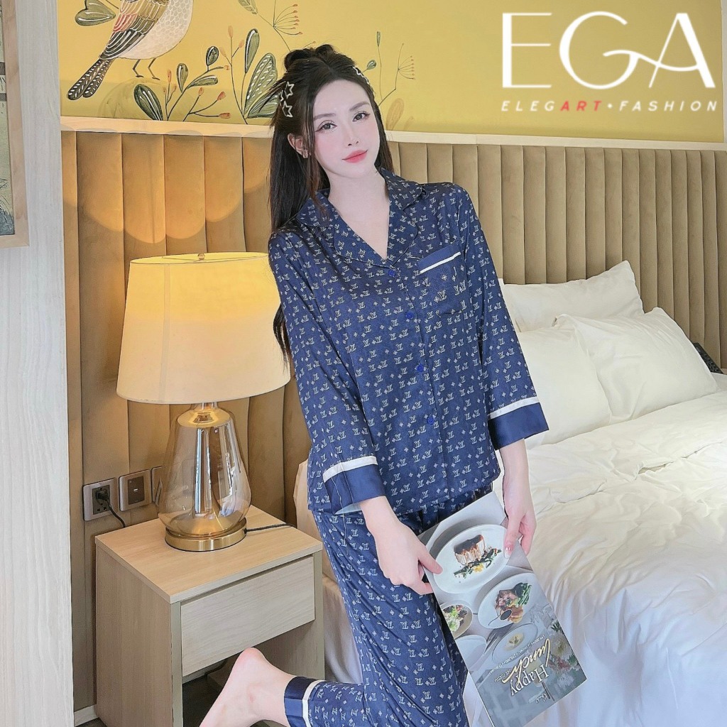 Bộ pijama nữ áo dài quần dài họa tiết nhỉ chất lụa cao cấp nhiều màu Xumaki Store